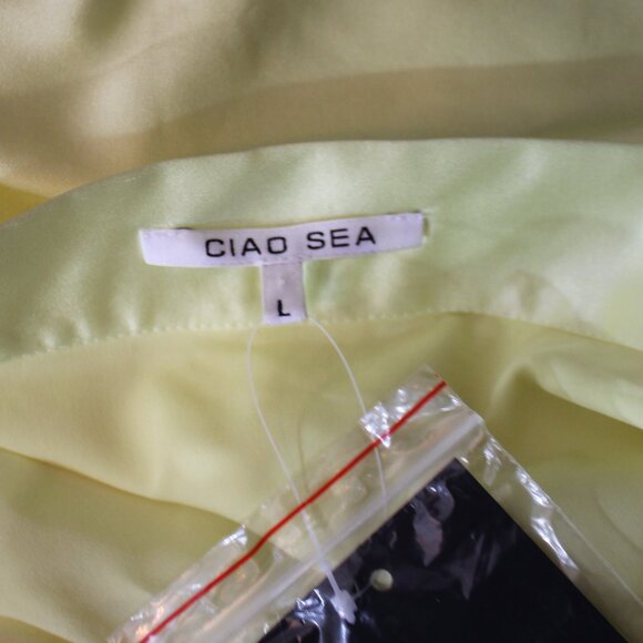 NWT Ciao Sea Draped Silk Skirt mini yellow side zapper size Large (European) - Picture 6 of 11